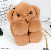 Synthetic fur fluffy bunny sling bag, one compartment, casual accessory for girls